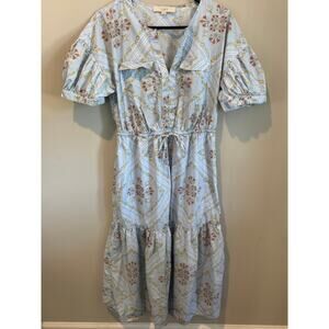 CottageCore Floral Cotton Midi Dress by Loft - Size M